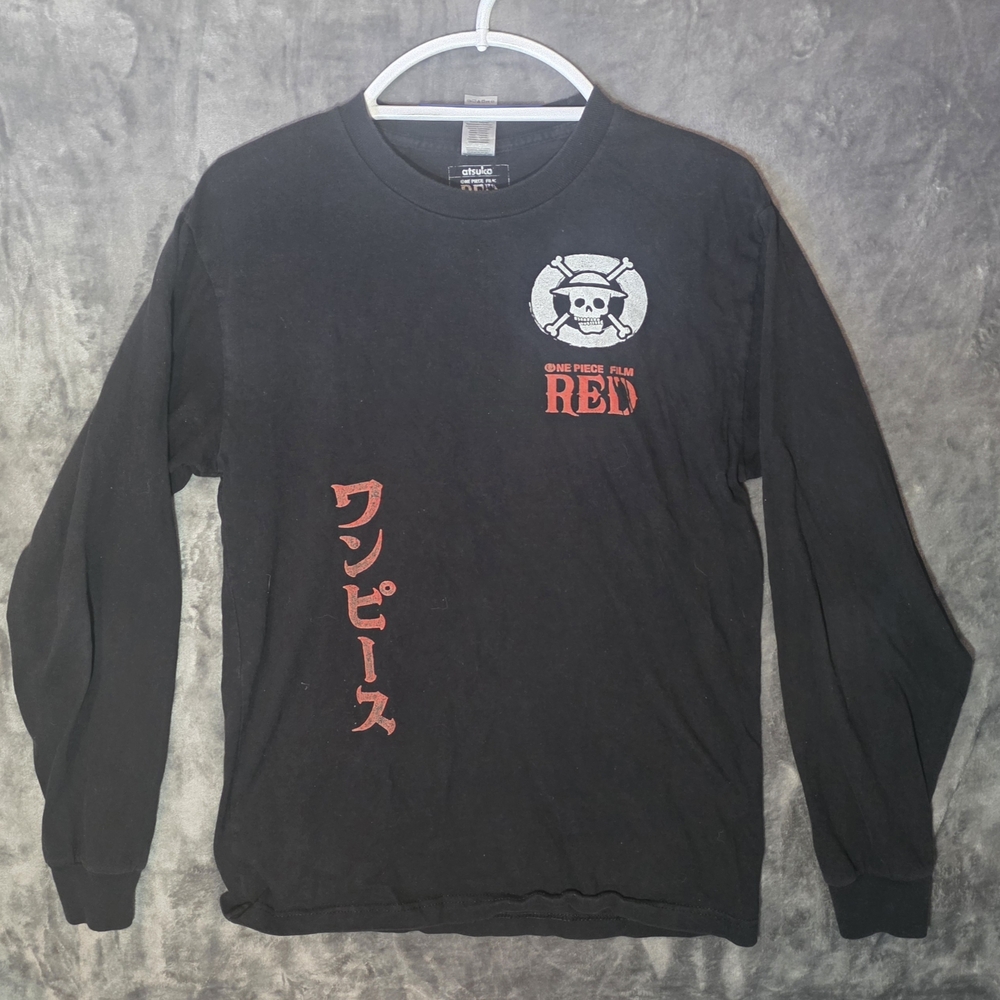 Onepiece Black Long-Sleeve Graphic Tee with Red Accents